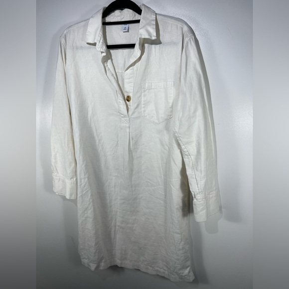 Old Navy Popover Linen Blend Dress Sz Medium Tall - Picture 4 of 10